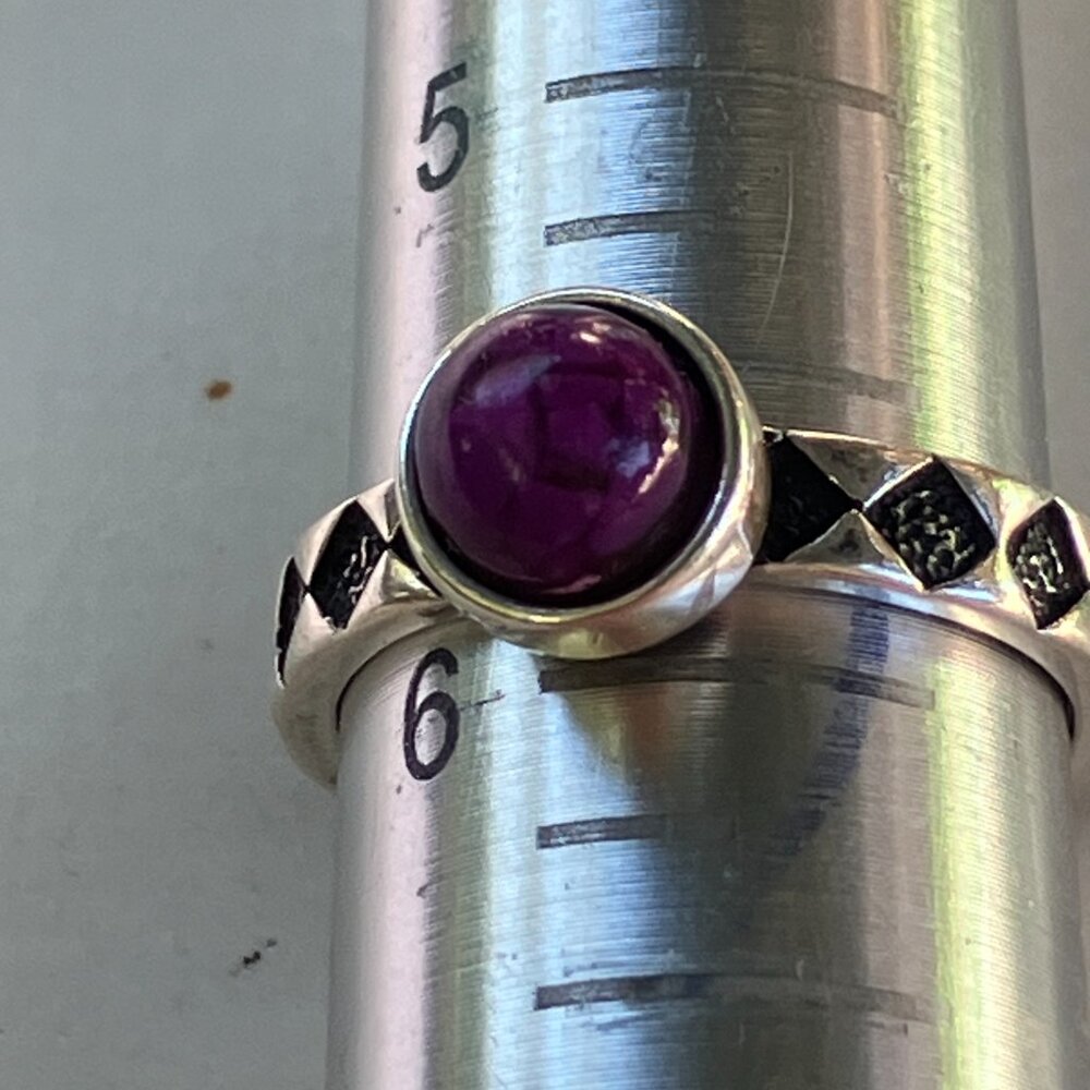 WJ purple sugilite in embossed sterling silver ring